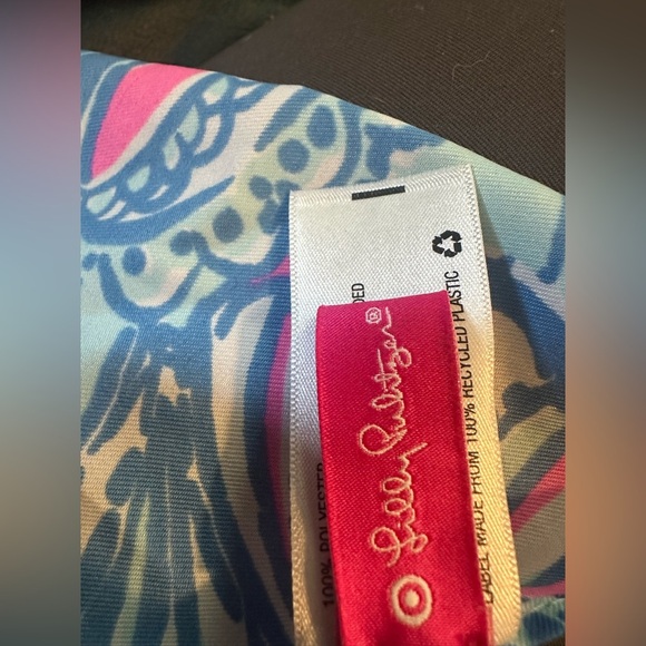 Lilly Pulitzer Scarf 27”x27” Pink Blue Paisley Shell Square Polyester - Picture 4 of 8